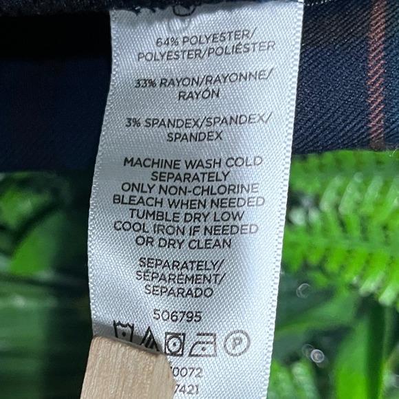 Ann Taylor Dress Pants Womens Size 6 Navy Blue Plaid Wide Leg Crop Belted 3758 - Picture 5 of 10